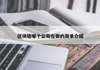 区块链哪个公司在做的简单介绍