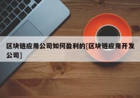 区块链应用公司如何盈利的[区块链应用开发公司]